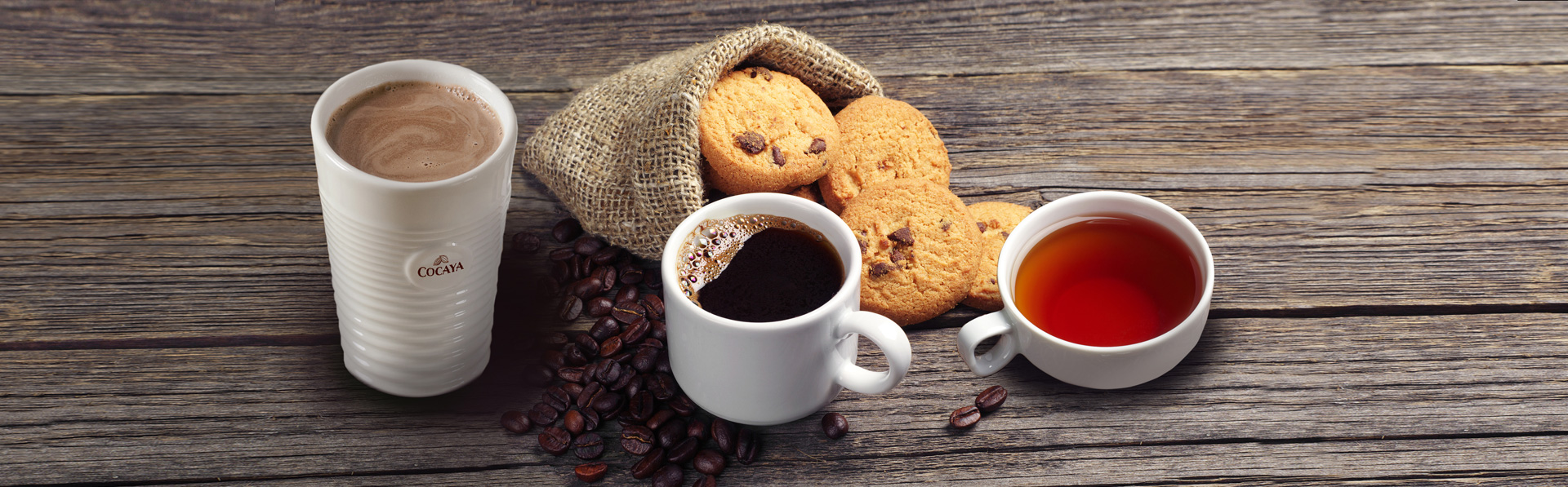 Kaffee,Tee,Kakao und Kekse
